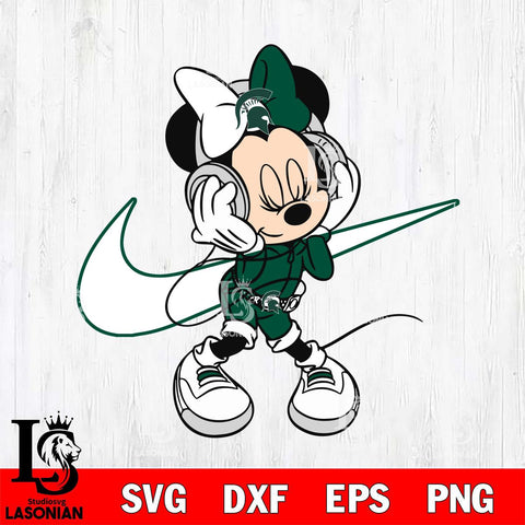 Michigan State Spartans Cute Minnie Mouse Dancing Svg Eps Dxf Png File, NCAA svg, Digital Download, Instant Download