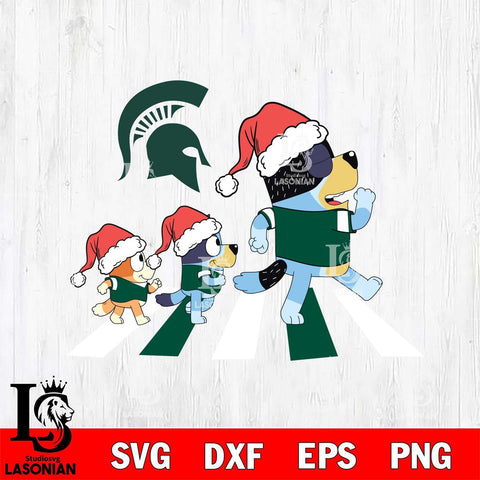 Michigan State Spartans Family Bluey Walking Christmas Svg Eps Dxf Png File, Digital Download, Instant Download