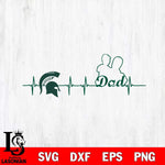 Michigan State Spartans Father Heart Beat Svg Eps Dxf Png File, Digital Download, Instant Download