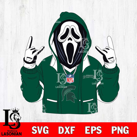 Michigan State Spartans Ghostface Scream Football Halloween Svg Eps Dxf Png File, NCAA svg, Digital Download, Instant Download