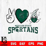 Michigan State Spartans Gnomes Peace & Love Svg Eps Dxf Png File, Digital Download, Instant Download