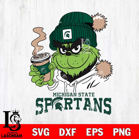 Michigan State Spartans Grinch Cofffe Hoodie Cut Files Cricut, Svg Dxf Eps Png file, Digital download , Silhouette