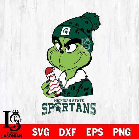 Michigan State Spartans Grinch Tree Cake Svg Eps Dxf Png File, Digital Download, Instant Download