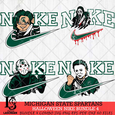 Michigan State Spartans Halloween Nike NCAA Bundle 4 Svg Eps Dxf Png File, Digital Download, Instant Download