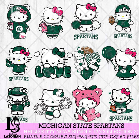 Michigan State Spartans Hello Kitty Bundle 12 SVG Svg Eps Dxf Png File, Digital Download, Instant Download