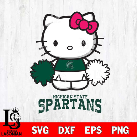 Michigan State Spartans Hello Kitty Cheerleader 2 Svg Eps Dxf Png File, Digital Download, Instant Download