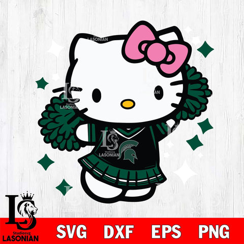 Michigan State Spartans Hello Kitty Cheerleader 4 Svg Eps Dxf Png File, Digital Download, Instant Download