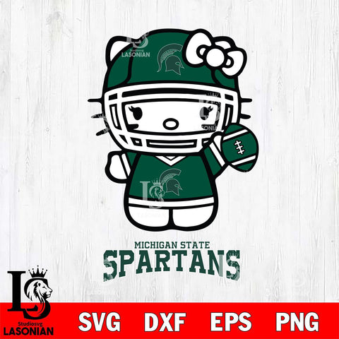 Michigan State Spartans Hello Kitty NCAA 1 Svg Eps Dxf Png File, Digital Download, Instant Download