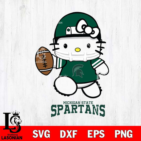 Michigan State Spartans Hello Kitty NCAA 4 Svg Eps Dxf Png File, Digital Download, Instant Download