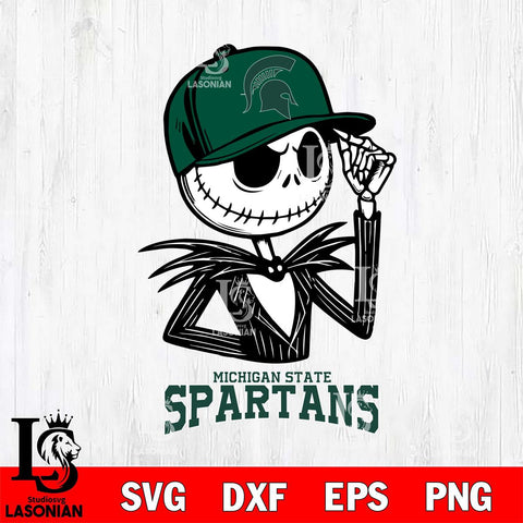 Michigan State Spartans Jack Skellington 3 Halloween Svg Eps Dxf Png File, NCAA svg, Digital Download, Instant Download