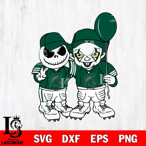 Michigan State Spartans Jack Skellington And Pennywise Football Svg Eps Dxf Png File, NCAA svg, Digital Download, Instant Download