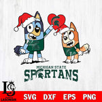 Michigan State Spartans Love Bluey Christmas Svg Eps Dxf Png File, Digital Download