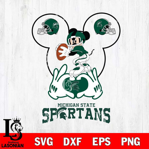 Michigan State Spartans Mickey Heart Rugby Svg Eps Dxf Png File, Digital Download ,Instant Download, Cricut File