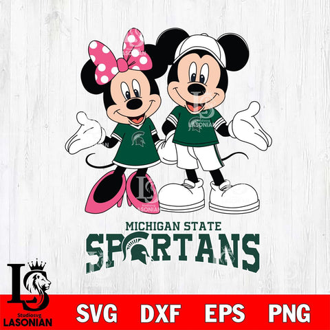 Michigan State Spartans Mickey Minnie Mouse Sport Svg Eps Dxf Png File, NCAA svg , File Cut , Digital Download , Instant Download, Cut Svg Files