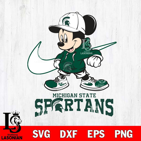 Michigan State Spartans Mickey Mouse NIKE, Svg Eps Dxf Png File, Digital Download