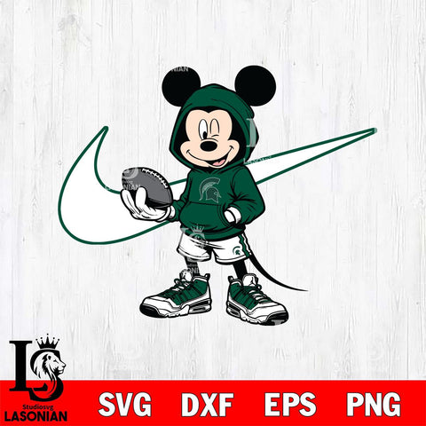 Michigan State Spartans Mickey Wearing Hoodie Sport Svg Eps Dxf Png File, NCAA svg, Digital Download, Instant Download