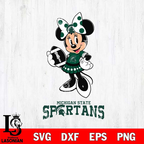 Michigan State Spartans Minnie Mouse, Svg Eps Dxf Png File, Digital Download