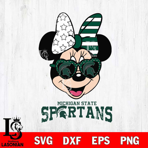 Michigan State Spartans Minnie Mouse Love 2, Svg Eps Dxf Png File, Digital Download