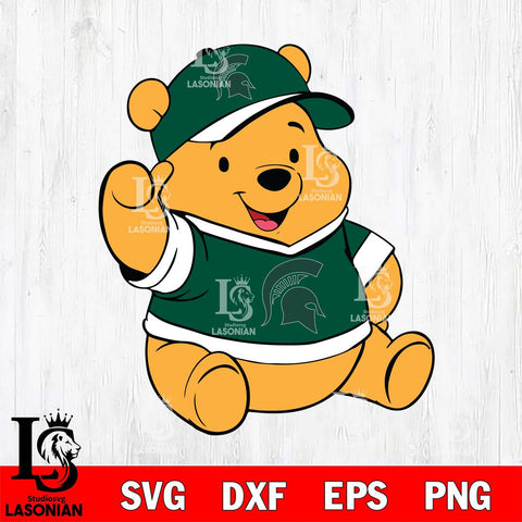 Michigan State Spartans Pooh Bear Svg Eps Dxf Png File, NCAA svg, Digital Download, Instant Download