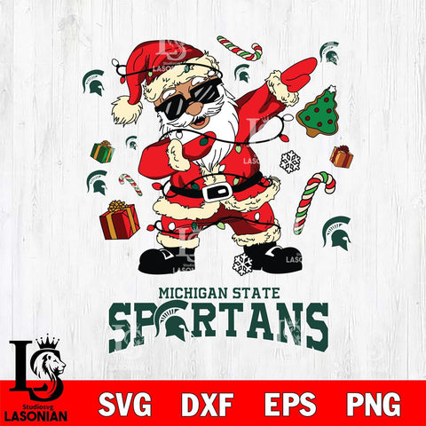 Michigan State Spartans Santa Claus Football Svg dxf eps png pdf file,NCAA svg,Digital Download,Cricut file