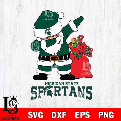 Michigan State Spartans Santa Dabbing Christmas Svg dxf eps png pdf file,NCAA svg,Digital Download,Cricut file