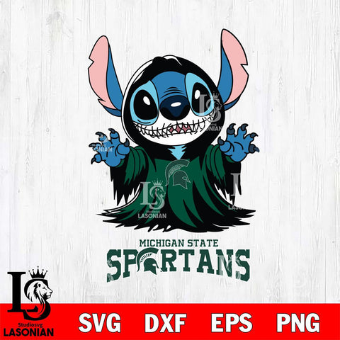 Michigan State Spartans Stitch Ghost Svg Eps Dxf Png File, NCAA svg, Digital Download, Instant Download