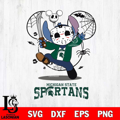 Michigan State Spartans Stitch jason voorhees Halloween Svg Eps Dxf Png File, Digital Download, Instant Download