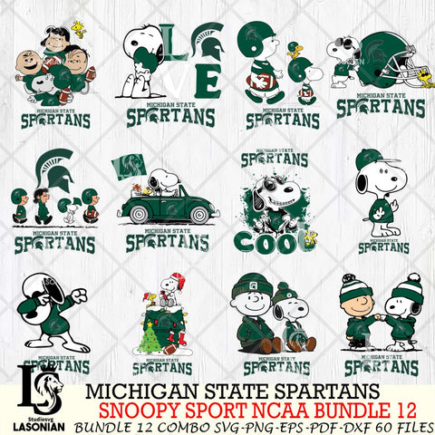 Michigan State Spartans  Snoopy NCAA Bundle 12 SVG Svg Eps Dxf Png File, Digital Download