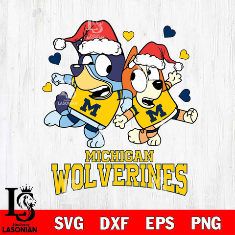 Michigan Wolverines Bluey Christmas NFL Svg Eps Dxf Png File, Digital Download