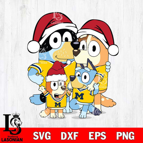 Michigan Wolverines Bluey Family Christmas Svg Eps Dxf Png File, Digital Download, Instant Download