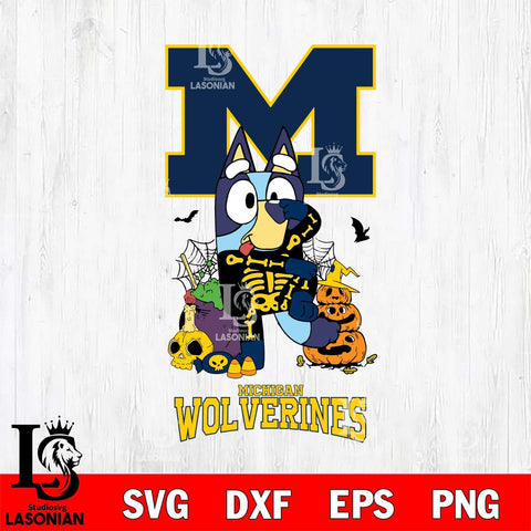 Michigan Wolverines Bluey Halloween NCAA 2 Svg Eps Dxf Png File, Digital Download, Instant Download