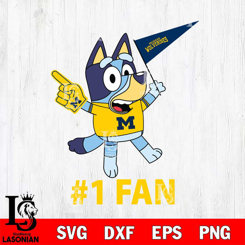 Michigan Wolverines Bluey #1 Fan Svg Eps Dxf Png File,NCAA Svg Files,Bluey svg ,Digital Download ,Instant Download, Cricut File