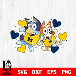 Michigan Wolverines Bluey heart Svg Eps Dxf Png File, Digital Download, Instant Download