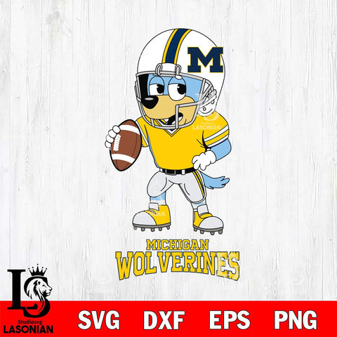 Michigan Wolverines Bluey rugby Svg Eps Dxf Png File, Digital Download ,Instant Download, Cricut File