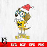 Michigan Wolverines Christmas Bluey Honey Sport Cut Files,Bluey Cricut,Christmas Svg , Bluey svg , Digital Download, dxf eps png pdf file