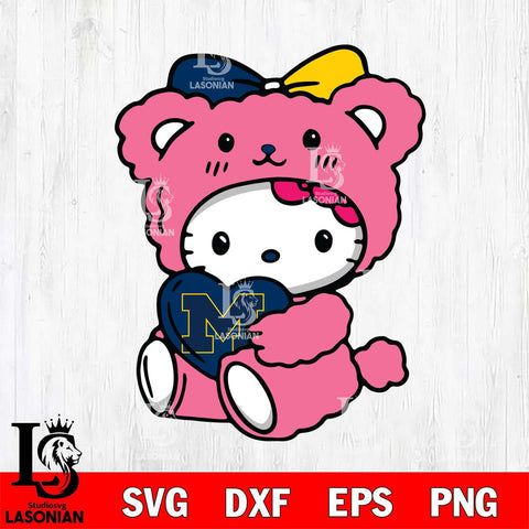 Michigan Wolverines Cute Hello Kitty 3 Svg Eps Dxf Png File, Digital Download, Instant Download