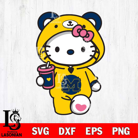 Michigan Wolverines Cute Hello Kitty Svg Eps Dxf Png File, Digital Download, Instant Download