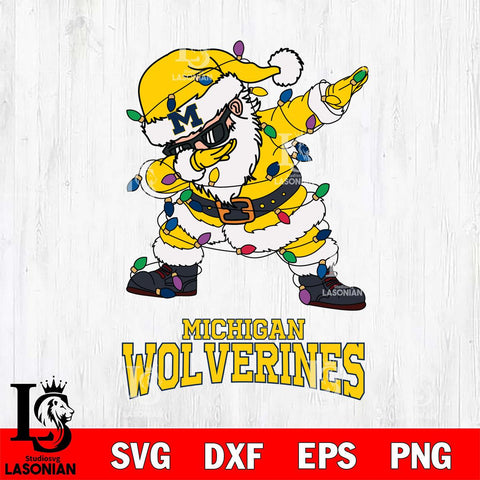 Michigan Wolverines Dabbing Santa Claus Ugly Christmas Svg dxf eps png pdf file,NCAA svg,Digital Download,Cricut file