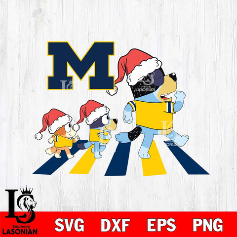 Michigan Wolverines Family Bluey Walking Christmas Svg Eps Dxf Png File, Digital Download, Instant Download