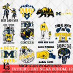 Michigan Wolverines Fathers Day NCAA Bundle 12 Svg Eps Dxf Png File, Digital Download, Instant Download