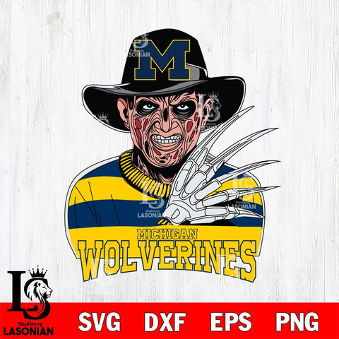 Michigan Wolverines Freddy Krueger Horror Halloween Svg Eps Dxf Png File, NCAA svg, Digital Download, Instant Download