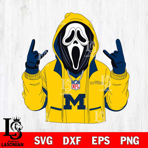 Michigan Wolverines Ghostface Scream Football Halloween Svg Eps Dxf Png File, NCAA svg, Digital Download, Instant Download