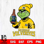 Michigan Wolverines Grinch Drinking Beer Christmas Cut Files Cricut, Svg Dxf Eps Png file, Digital download , Silhouette