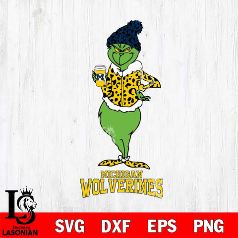 Michigan Wolverines Grinch Leopard Coffee Svg Eps Dxf Png File, Digital Download, Instant Download