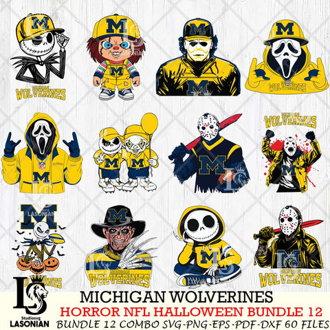 Michigan Wolverines Halloween Bundle 12 SVG Svg Eps Dxf Png File, NCAA bundle svg, Digital Download, Instant Download