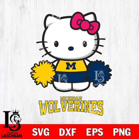 Michigan Wolverines Hello Kitty Cheerleader 2 Svg Eps Dxf Png File, Digital Download, Instant Download