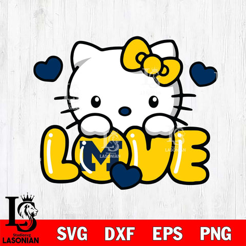 Michigan Wolverines Hello Kitty Love Svg Eps Dxf Png File, Digital Download, Instant Download