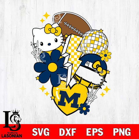 Michigan Wolverines Hello Kitty NCAA 2 Svg Eps Dxf Png File, Digital Download, Instant Download