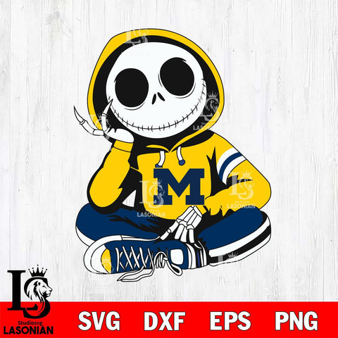 Michigan Wolverines Jack Skellington halloween Svg Eps Dxf Png File, NCAA svg, Digital Download, Instant Download