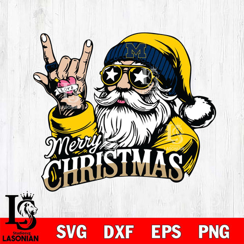 Michigan Wolverines Rock Santa Claus Football Svg dxf eps png pdf file,NCAA svg,Digital Download,Cricut file